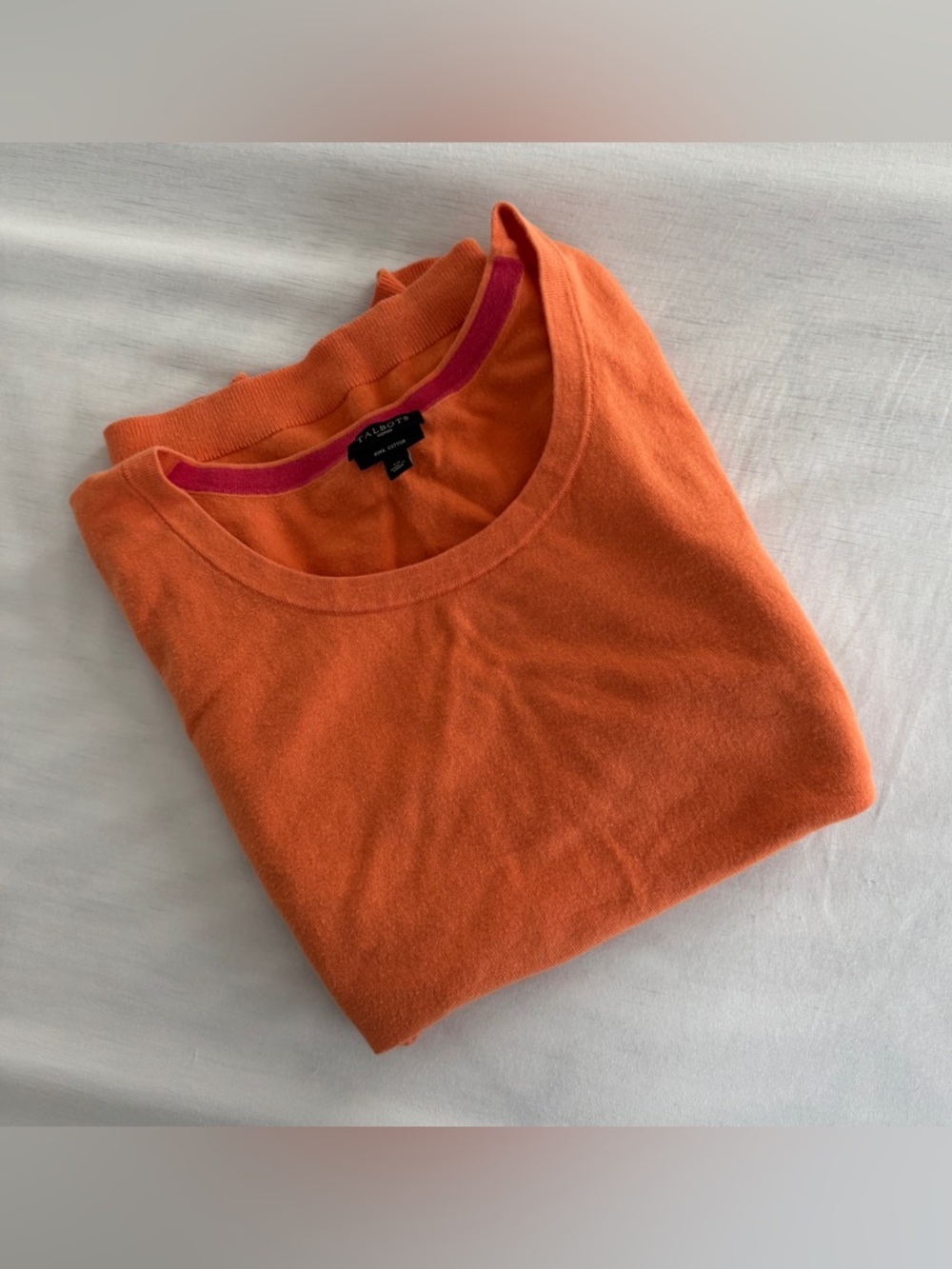 Talbots Womens Size 1X XL Orange Pima Cotton Sleeveless Shell Knit Tank Top